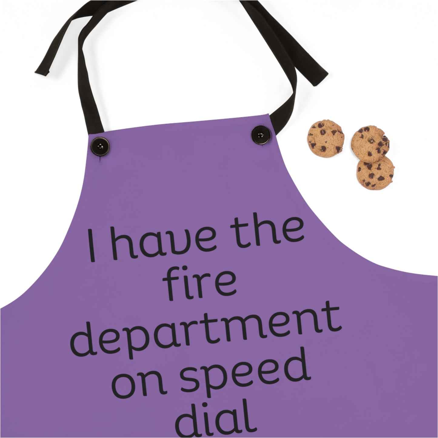 "I have the fire department on speed dial" (black on light purple) Apron FD01blp1