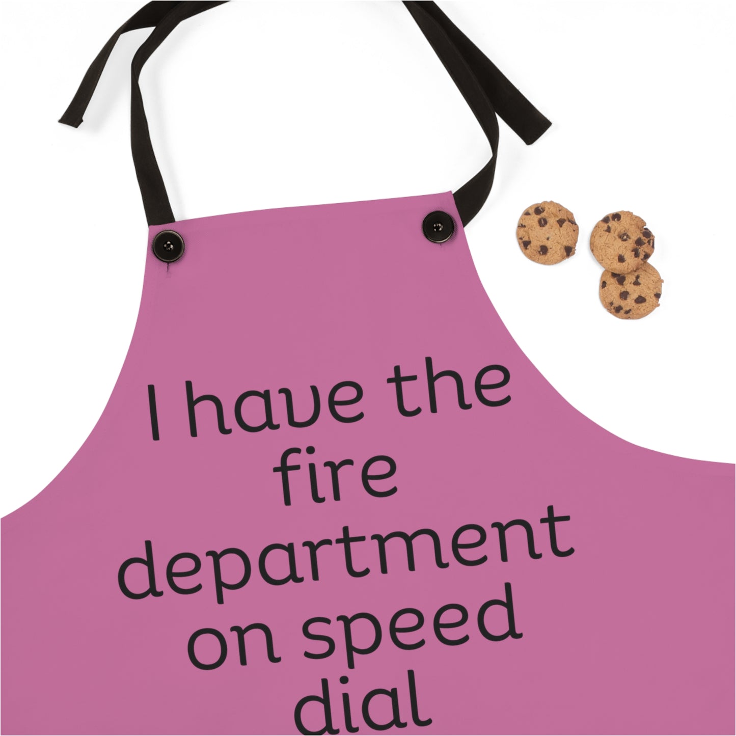 "I have the fire department on speed dial" (black on light pink) Apron FD01blpk1