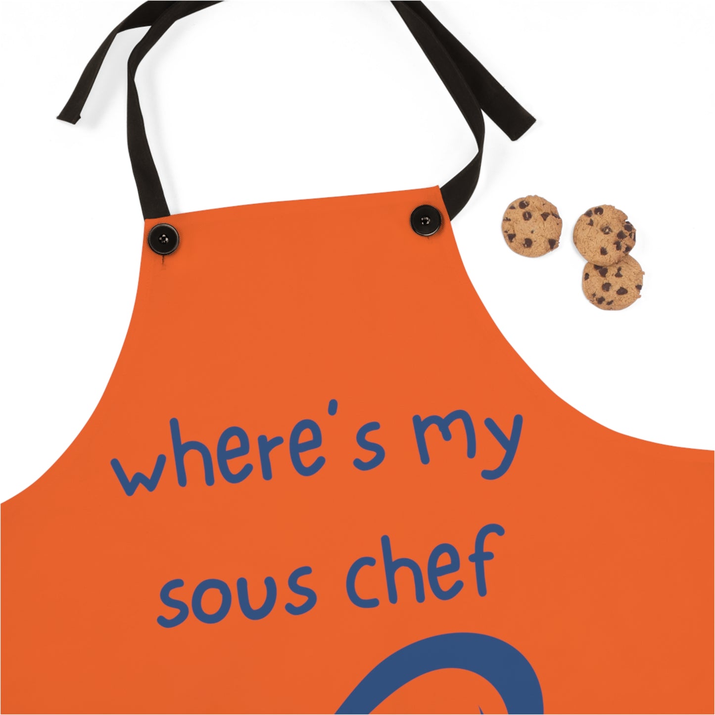 "Where's My Sous Chef" (blue on orange) Apron SC46sbo
