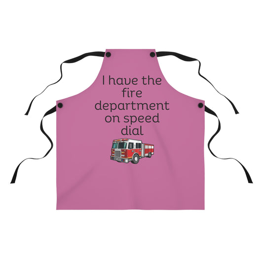 "I have the fire department on speed dial" (black on light pink) Apron FD01blpk1