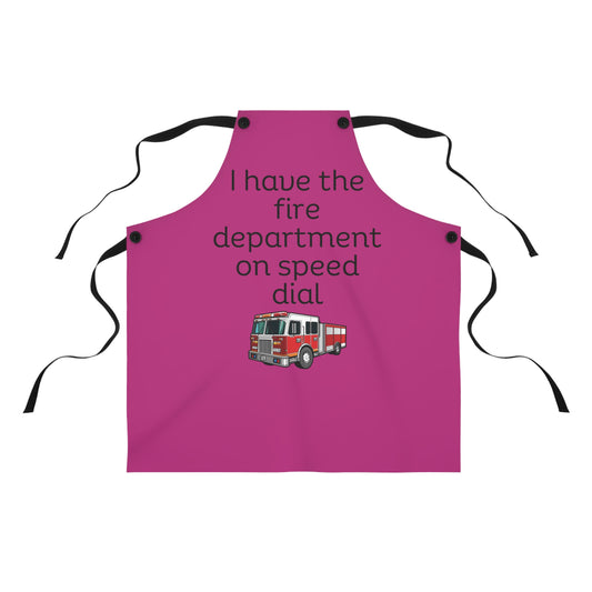 "I have the fire department on speed dial" (black on pink) Apron FD01bpk1