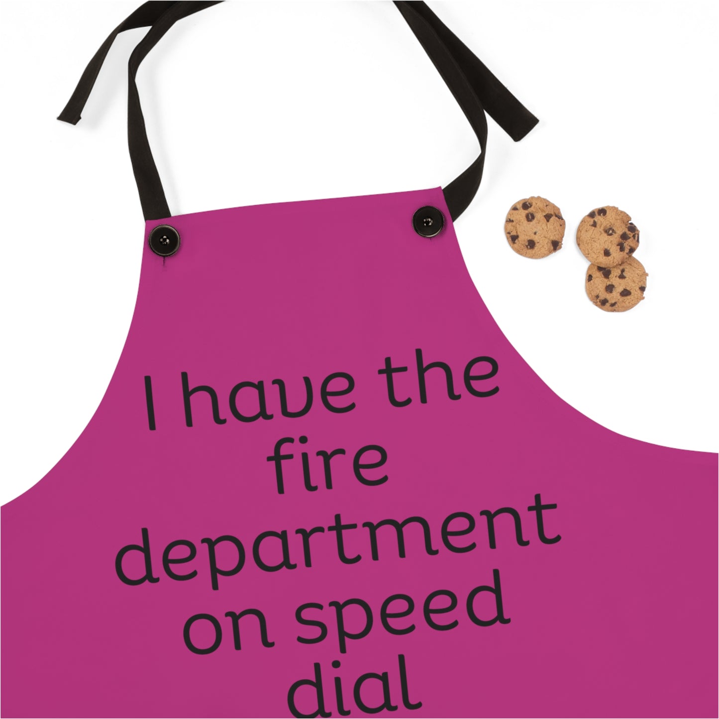 "I have the fire department on speed dial" (black on pink) Apron FD01bpk1