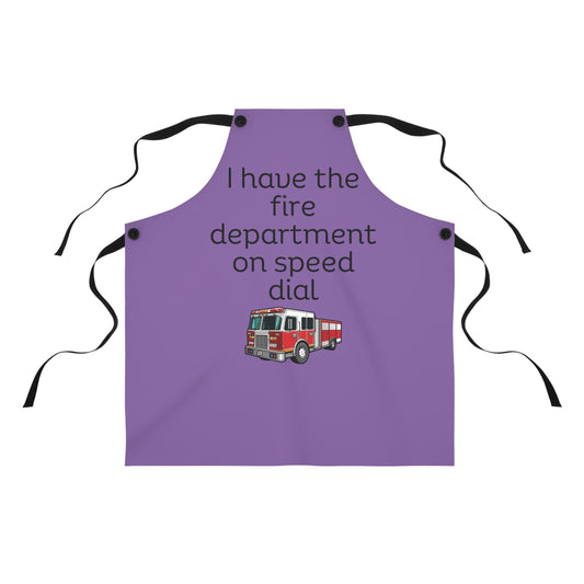 "I have the fire department on speed dial" (black on light purple) Apron FD01blp1