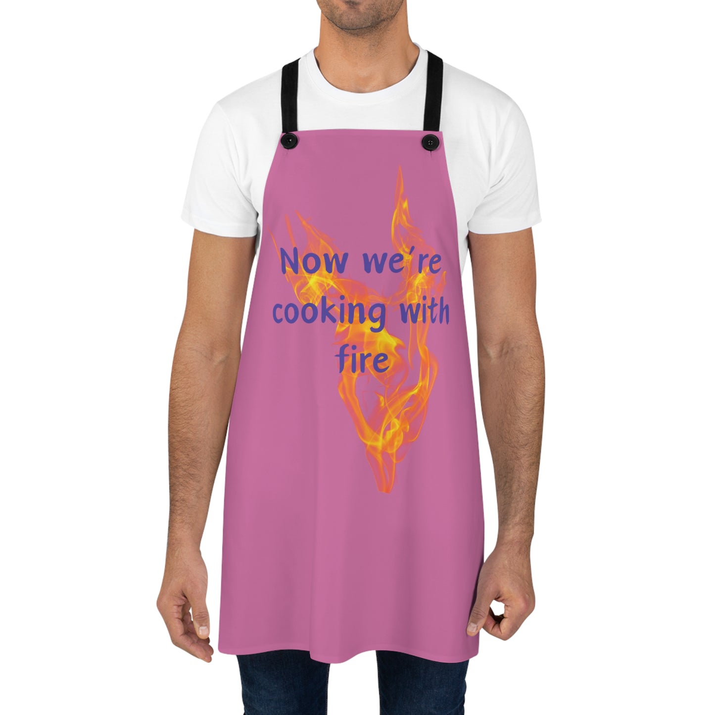 "Now We're Cooking With Fire" (purple on light pink) Apron CF29ppllpk