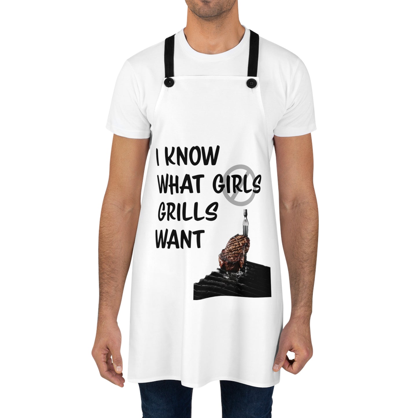 "I know what grills want" (black on white) Apron G670bw