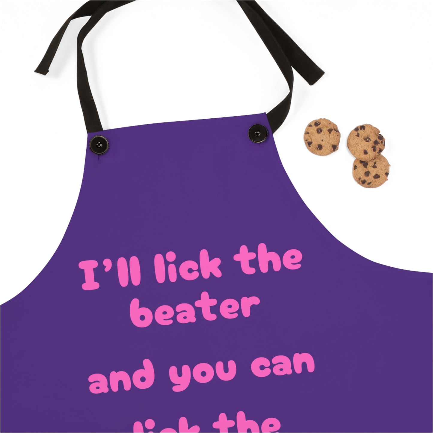 "I'll lick the beater and you can lick the bowl" (pink on purple) Apron BB004pp