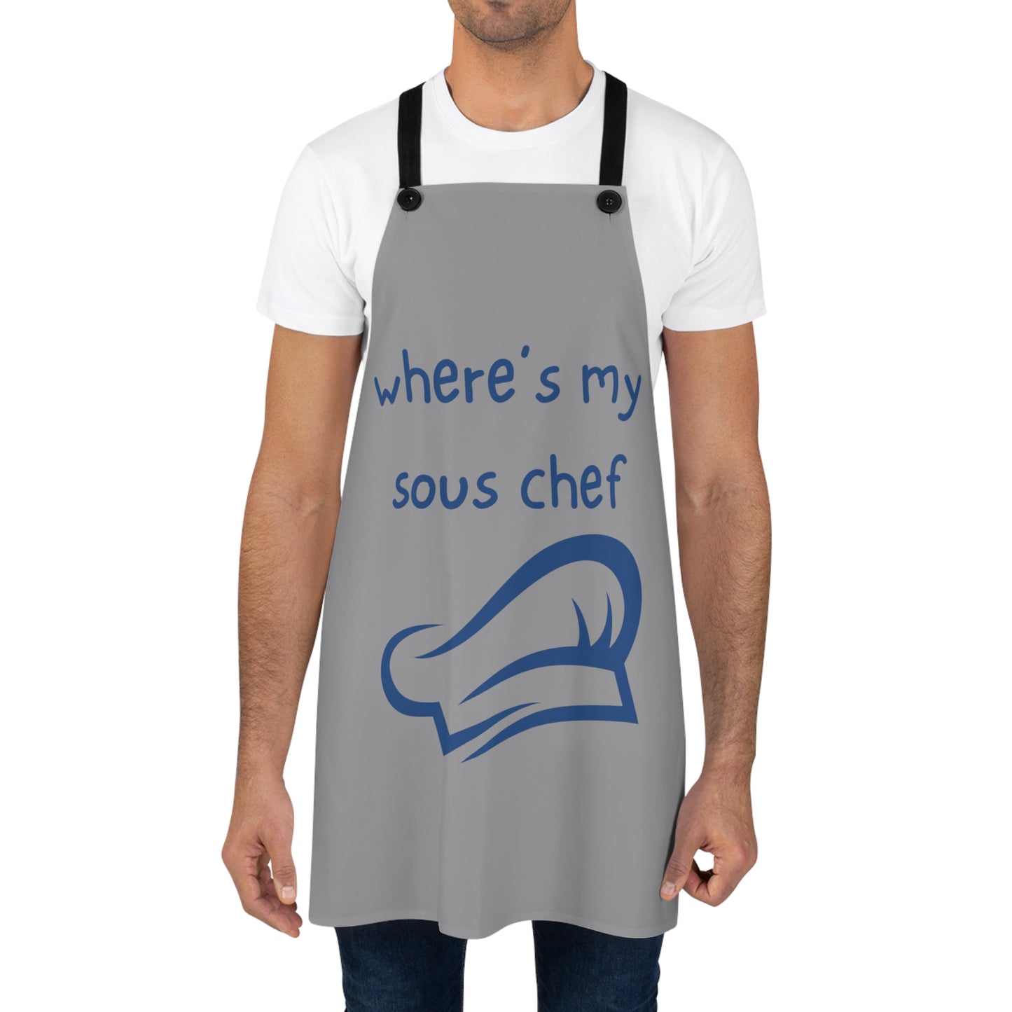 "Where's My Sous Chef" (blue on gray) Apron SC46sbg