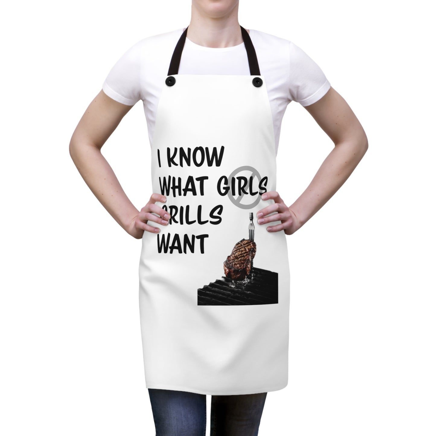 "I know what grills want" (black on white) Apron G670bw