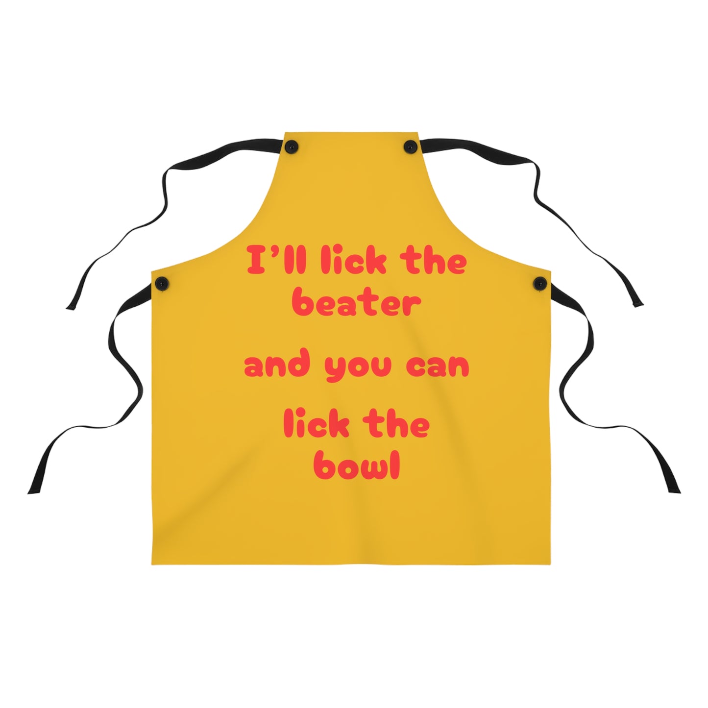 "I'll lick the beater and you can lick the bowl" (red on yellow) Apron BB042ry