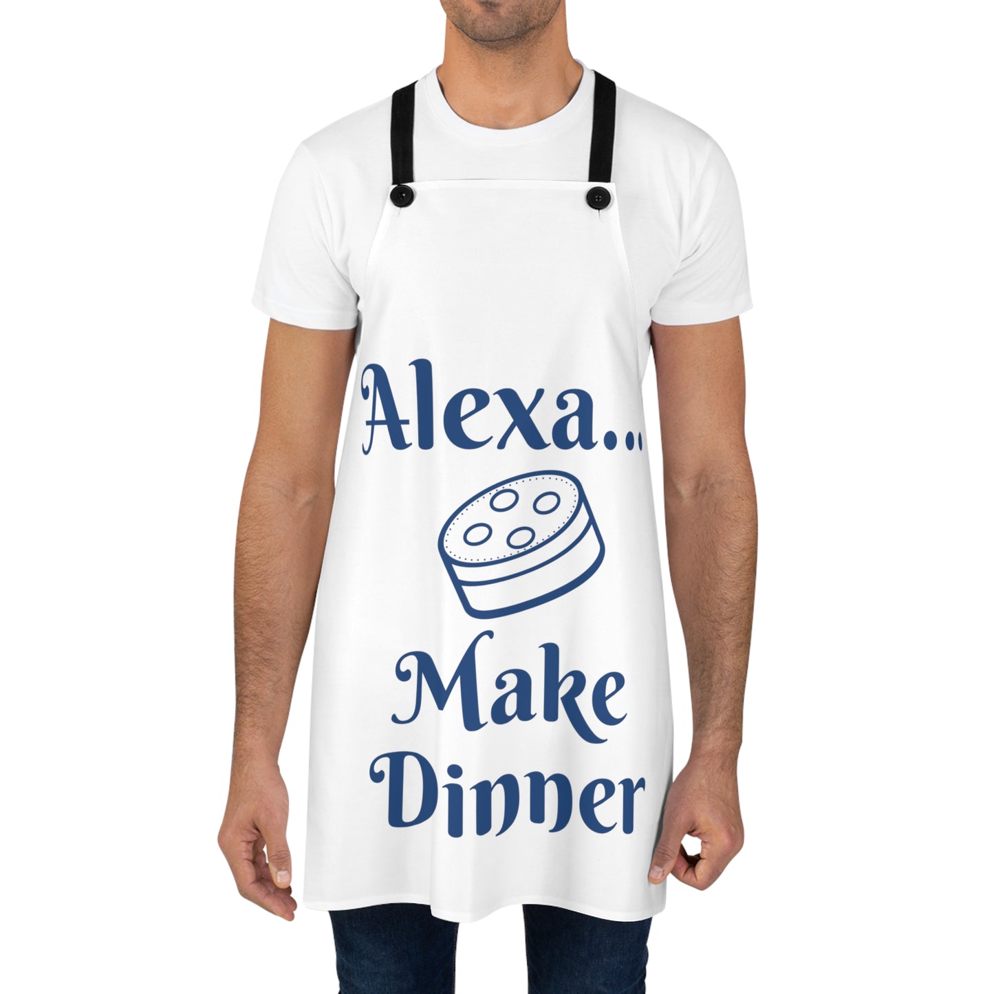 "Alexa... Make Dinner" (blue on white) Apron MD20sbw