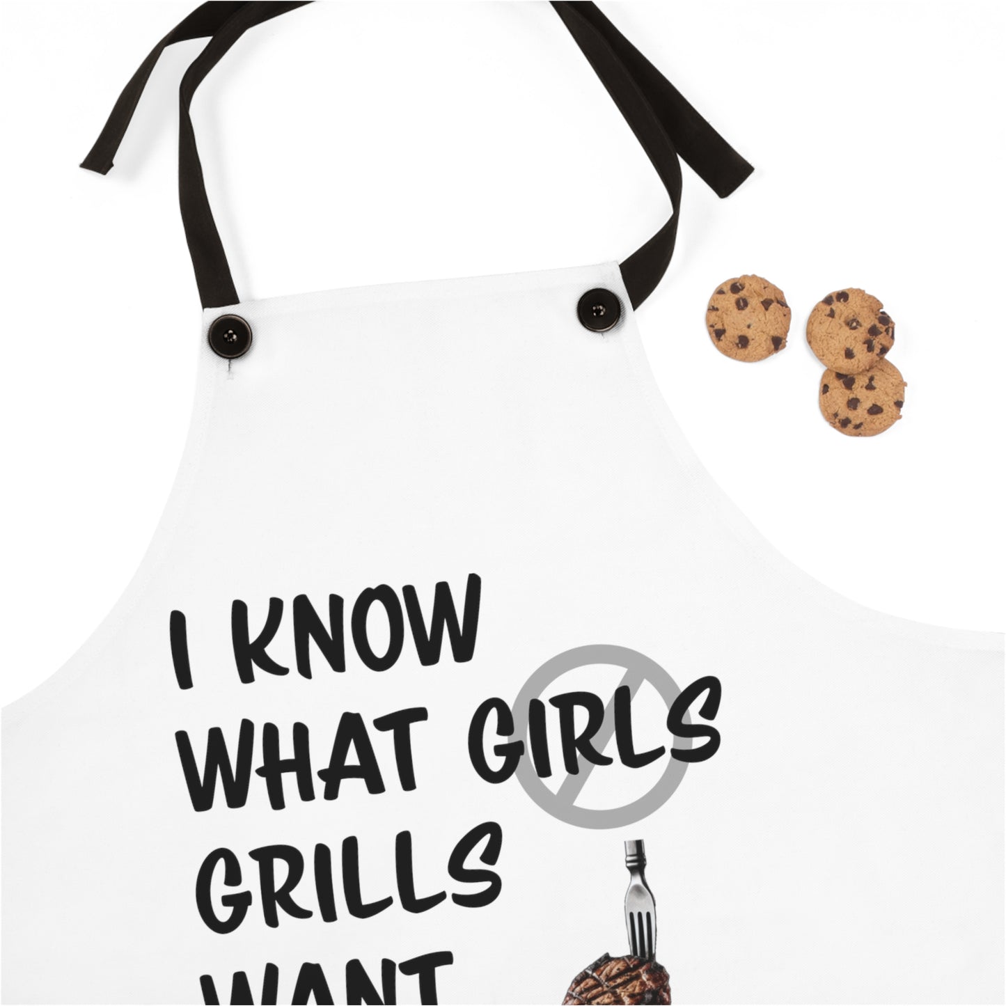"I know what grills want" (black on white) Apron G670bw