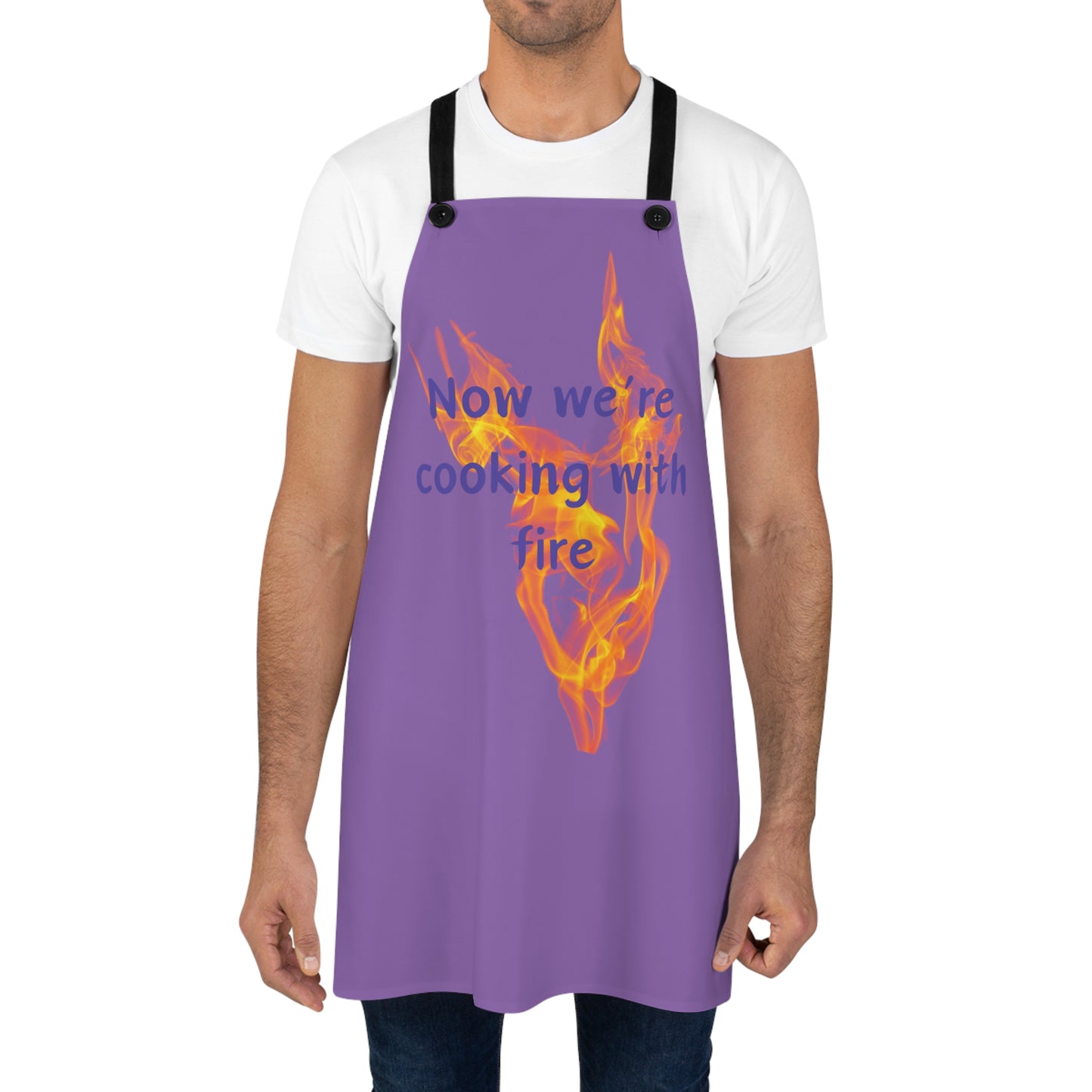 "Now We're Cooking With Fire" (purple on light purple) Apron CF29pplppl