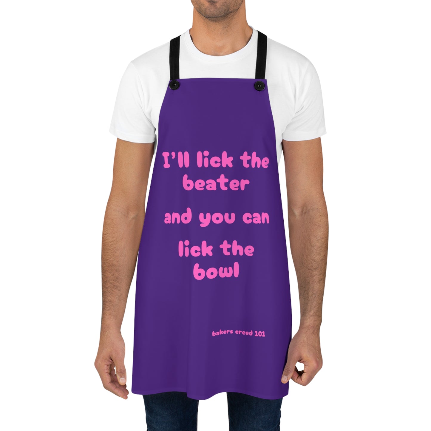 "I'll lick the beater and you can lick the bowl" (pink on purple) Apron BB004pp