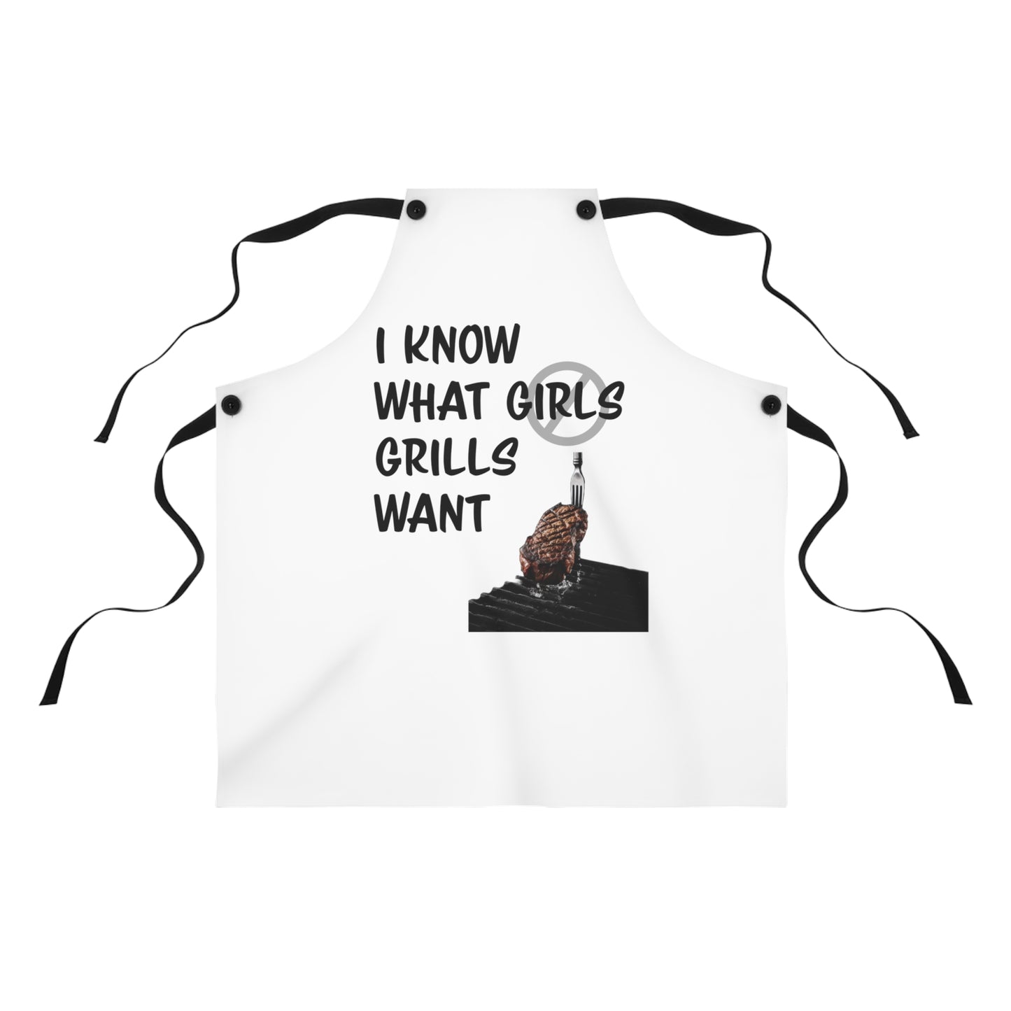"I know what grills want" (black on white) Apron G670bw
