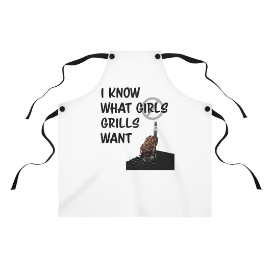 "I know what grills want" (black on white) Apron G670bw