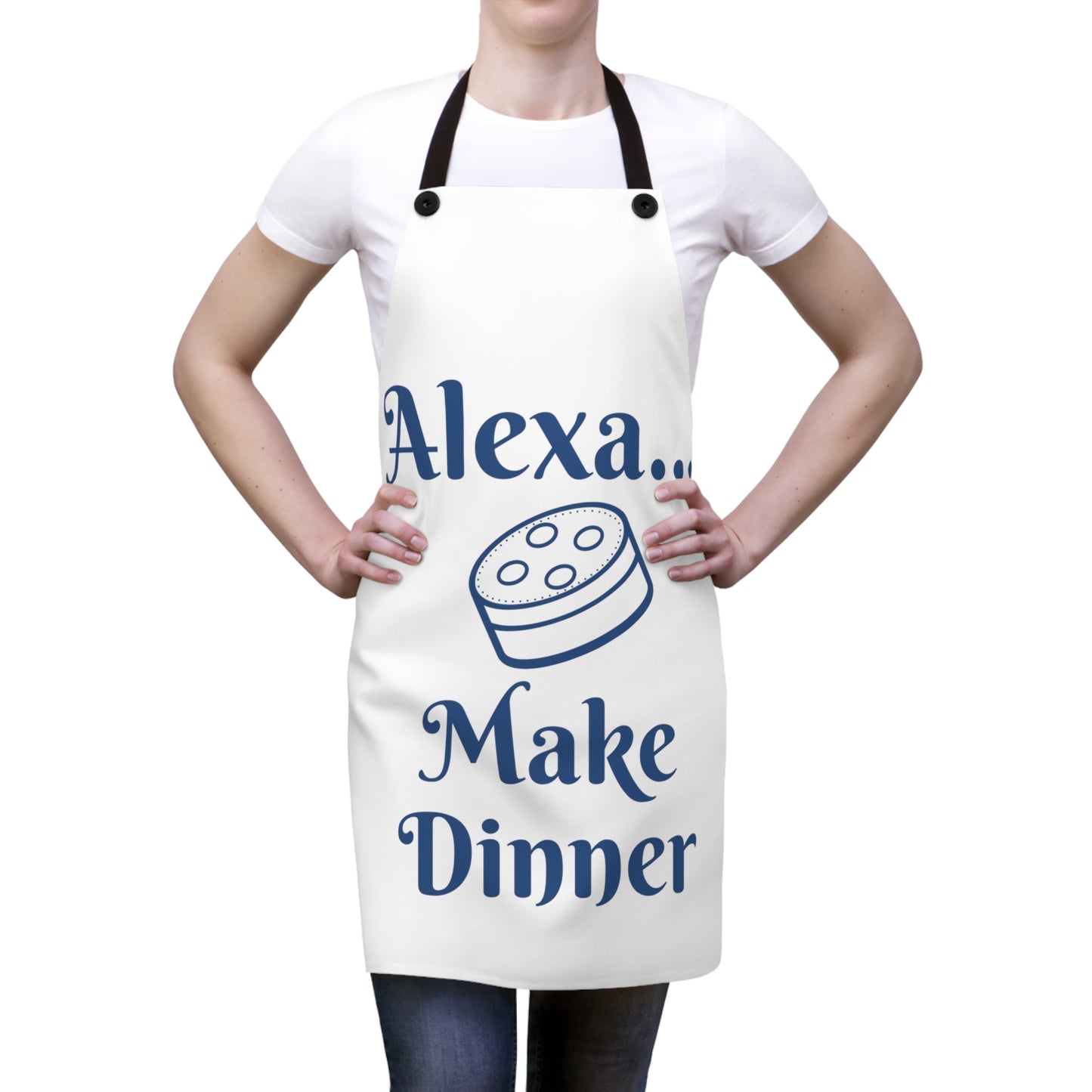 "Alexa... Make Dinner" (blue on white) Apron MD20sbw